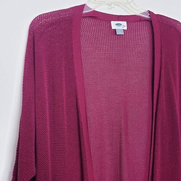 Old Navy Burgundy Red Open Knit Dolman Sleeve Cardigan Sweater Womens Size Small - Picture 2 of 8